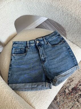 Classic High-Rise Denim Shorts in Blue - Women